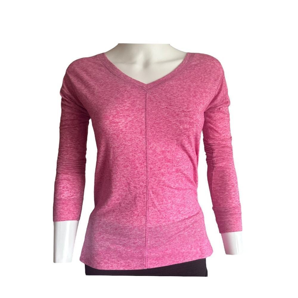 Z BY ZELLA Athletic Pink Long Sleeve V-Neck Top Women's Small​​​​​